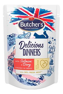 Butcher&#039;s Cat Class.Delic.Dinn. losos+dorada kapsa100g