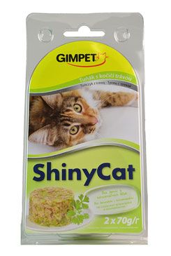 Gimpet kočka konz. ShinyCat tuňak/koc.tráv 2x70g