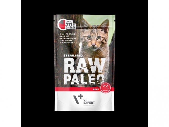 Raw Paleo Sterilised Cat Beef kapsička 100 g