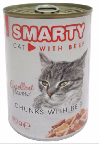 SMARTY Cat Hovězí chunks, konzerva 410 g