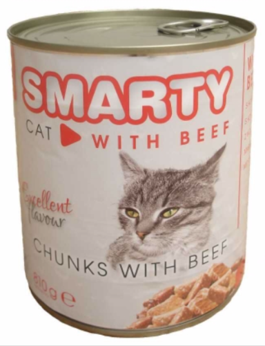 SMARTY Cat Hovězí chunks, konzerva 810 g