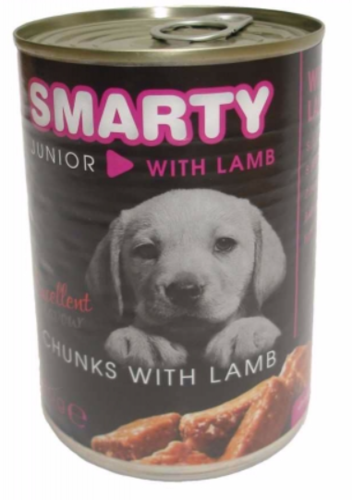 SMARTY Dog Junior Jehněčí chunks, konzerva 410 g